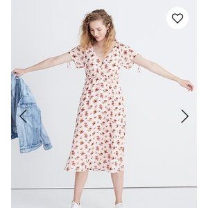 madewell Tie-Sleeve Midi Dress floral 6 medium
